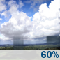 Saturday: Showers likely, with thunderstorms also possible after 2pm.  Mostly sunny, with a high near 67. South southwest wind 9 to 18 mph, with gusts as high as 31 mph.  Chance of precipitation is 60%.