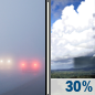 Saturday: A chance of showers, with thunderstorms also possible after 5pm.  Widespread fog, mainly before 7am.  Otherwise, mostly sunny, with a high near 83. Light and variable wind becoming south around 6 mph in the morning.  Chance of precipitation is 30%. New rainfall amounts of less than a tenth of an inch, except higher amounts possible in thunderstorms. 