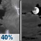 Tonight: A chance of showers and thunderstorms before 9pm.  Mostly cloudy, with a low around 71. West wind 5 to 8 mph becoming calm  after midnight.  Chance of precipitation is 40%. New precipitation amounts of less than a tenth of an inch, except higher amounts possible in thunderstorms. 