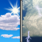 Monday: A chance of showers and thunderstorms after 2pm.  Partly sunny, with a high near 69.