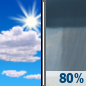 Wednesday: Showers likely, then showers and possibly a thunderstorm after 5pm.  High near 72. West southwest wind 8 to 10 mph, with gusts as high as 22 mph.  Chance of precipitation is 80%. New rainfall amounts between a quarter and half of an inch possible. 