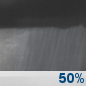 Tonight: A chance of showers and thunderstorms before 4am, then a slight chance of showers between 4am and 5am. Mostly cloudy, with a low around 58. Southwest wind 8 to 11 mph, with gusts as high as 21 mph. Chance of precipitation is 50%. New rainfall amounts of less than a tenth of an inch, except higher amounts possible in thunderstorms. Tonight: A chance of showers and thunderstorms before 4am, then a slight chance of showers between 4am and 5am. Mostly cloudy, with a low around 58. Southwest wind 8 to 11 mph, with gusts as high as 21 mph. Chance of precipitation is 50%. New rainfall amounts of less than a tenth of an inch, except higher amounts possible in thunderstorms.