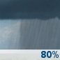 Saturday: Showers, with thunderstorms also possible after 11am. High near 64. North wind 6 to 9 mph. Chance of precipitation is 80%. New rainfall amounts between a half and three quarters of an inch possible. Saturday: Showers, with thunderstorms also possible after 11am. High near 64. North wind 6 to 9 mph. Chance of precipitation is 80%. New rainfall amounts between a half and three quarters of an inch possible.