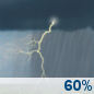Friday: Showers and thunderstorms likely, mainly after 2pm. Mostly cloudy, with a high near 76. Southwest wind 9 to 13 mph. Chance of precipitation is 60%. New rainfall amounts between a tenth and quarter of an inch, except higher amounts possible in thunderstorms. Friday: Showers and thunderstorms likely, mainly after 2pm. Mostly cloudy, with a high near 76. Southwest wind 9 to 13 mph. Chance of precipitation is 60%. New rainfall amounts between a tenth and quarter of an inch, except higher amounts possible in thunderstorms.